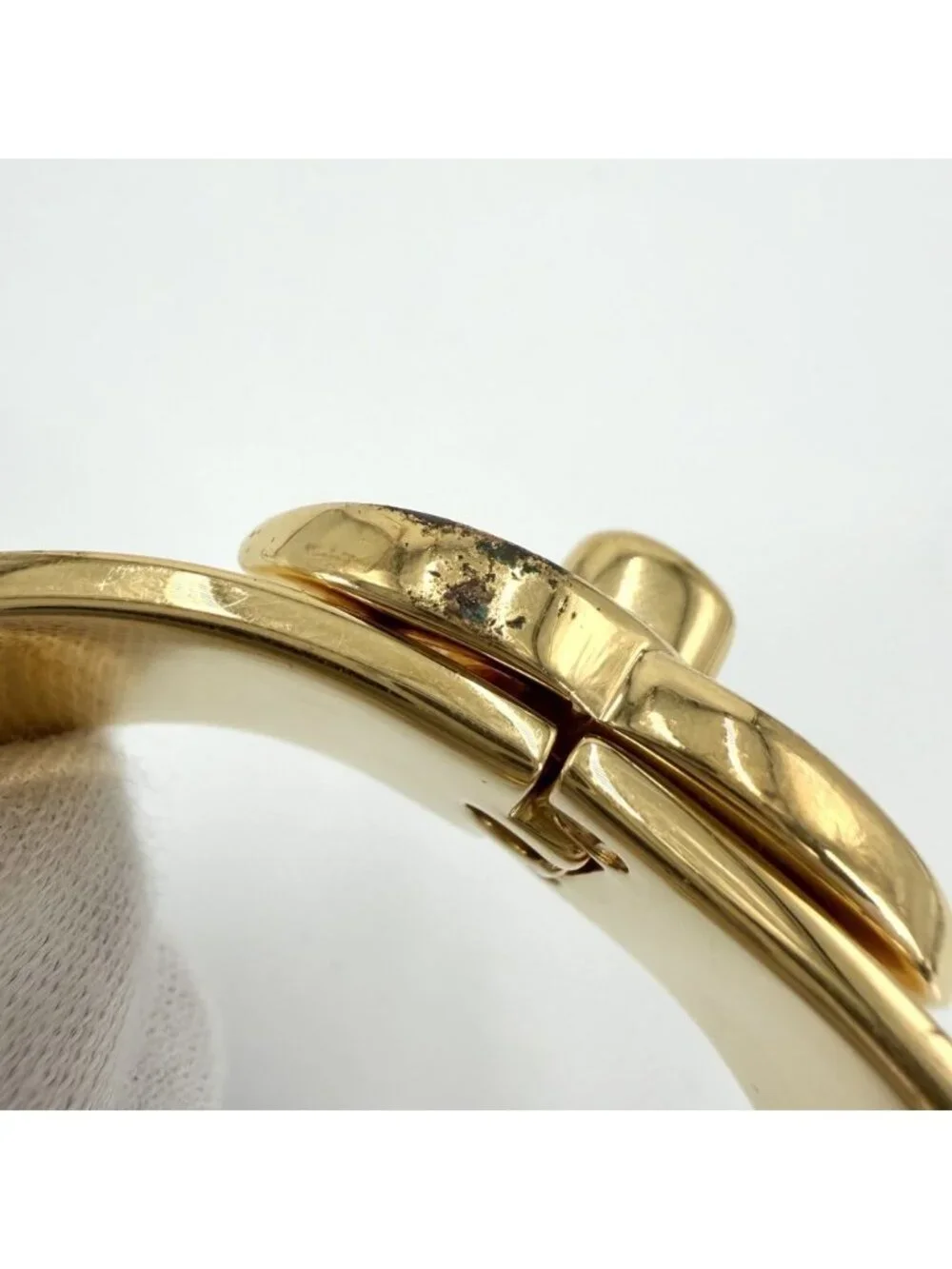 Chanel Bangle Bracelet CC Logo Vintage Turnlock Gold Plated